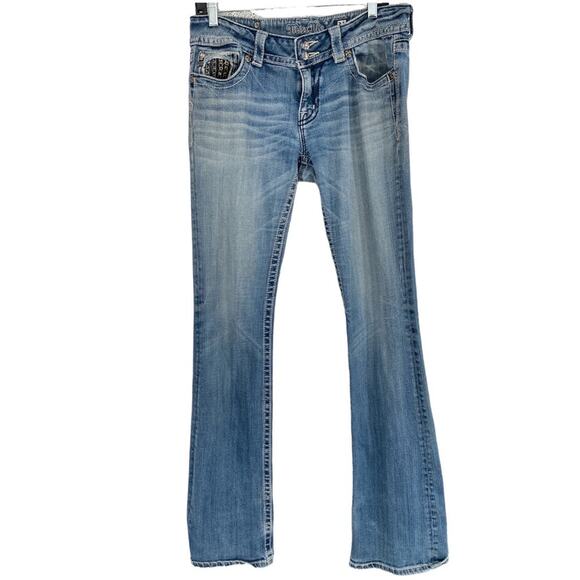 Miss Me Bootcut Embellished Distressed Low Rise Blue‎ 31 - Picture 1 of 7